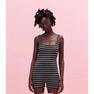 Zara knitted geometric romper small NWT